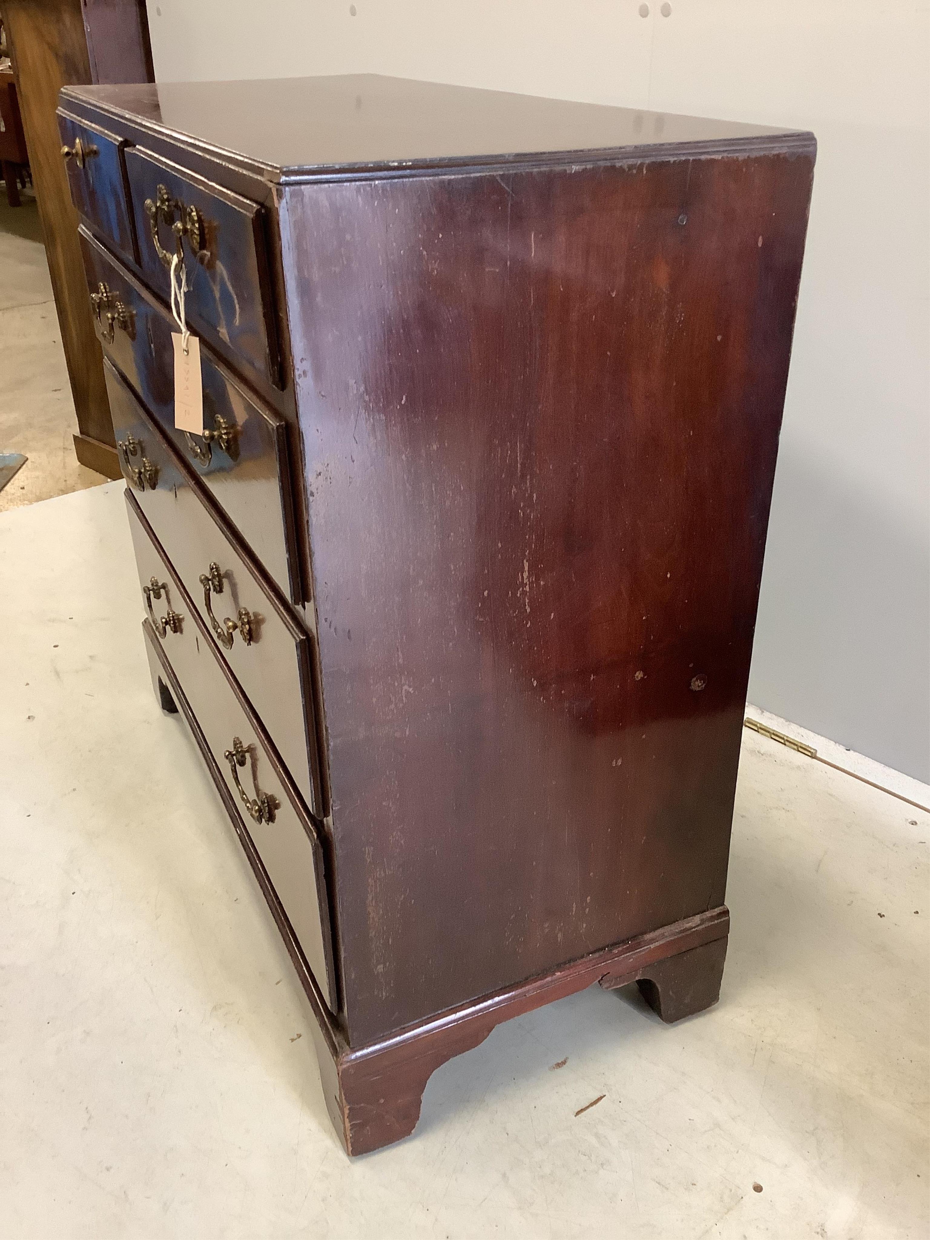 A George III caddy top mahogany chest of drawers, width 82cm, depth 38cm, height 82cm. Condition - poor to fair